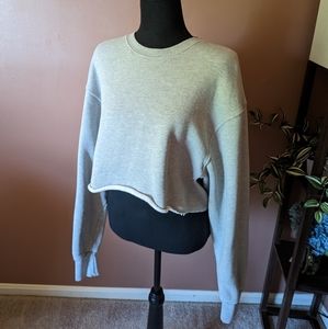 Good American - Heather Grey Cropped Sweatshirt